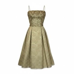 Will Steinman Women's Dress XS Gold Sequin Brocade Cocktail Party Vintage ILGWU